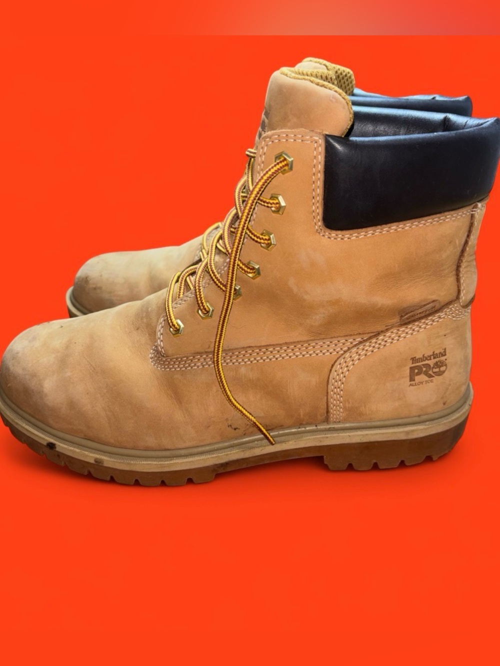 Timberland PRO Wheat/Tan Work Boots with Black Collar